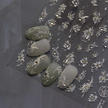 Frühlingsblumen Perle Schmetterling Strass Blütenblatt Pflanze Garten Charming 5D Nail Art Aufkleber Weiches Relief Selbstklebende Maniküre Aufkleber