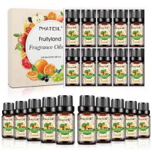 PHATOIL 10-teiliges Fruchtduftöle-Set für Diffusor – 10 ml, Kokosnuss- und Vanille-Ananas, Pfirsich, Blaubeere, Grapefruit, Trauben-Aromaöl