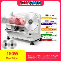 Cortadora de carne eléctrica para el hogar: cuchillas de acero inoxidable, grosor ajustable (0-15 mm), cerradura para niños, fácil de limpiar,