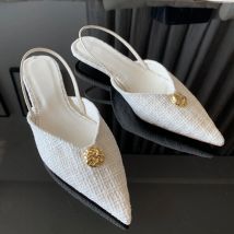 2025 neue Marke Frauen Sandale Mode Spitz Flach Slip Auf Damen Elegante Slingback Schuhe Dünne Niedrigen Absatz Pumpen