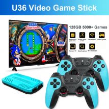 U36 Wireless Retro Game Stick HD S905 128G 50,000+ Games Support 40+ Classic Emulators For PS1/PSP with 2.4G Wireless Controller