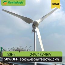 5000W 6000W 5KW 10KW Turbina wiatrowa pozioma 48V 24V 96V Hybrydowy kontroler ładowania Wiatrak Farma jachtowa Mały generator do użytku domowego