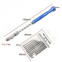 Blauer halbautomatischer Handspiralbohrer 0,5–3 mm – bernsteinfarbenes Kunststoffwerkzeug für Leiterplatten/Schmuck