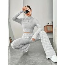 2025Beige Westlichen Stil Gestrickte Mode Anzug Frauen Neue Koreanische Split Schwarz Pullover Breite Bein Hosen Dame Casual Zwei-stück Sets