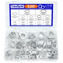 320pcs Aluminum Flat Washer Assortment Kit Aluminum Flat Washers  Washer Automotive Metric Oil Drain Plug Gaskets Aluminum Flat