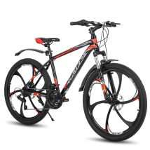 Hiland 26 Zoll Mountainbike, 21 Gänge MTB für Männer und Frauen, Doppelte Mechanische Scheibenbremsen Fahrrad mit Aluminiumrahmen, Schutzblech