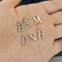 QMHJE 9 * 12mm lettere iniziali dell'alfabeto ciondolo collana braccialetto girocollo acciaio inossidabile liscio fai da te colore argento all'ingrosso