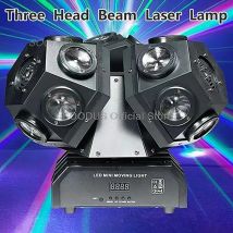 3 Head Beam Moving Head Light 18 LED Beads Rotating Stage Light Auto DMX512 Control Sound Activated Strobe Effect Stage Lighting