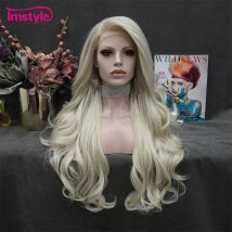 Imstyle Asche Blonde Perücken Synthetische Spitze Front Perücke Hitze Beständig Faser Natürliche