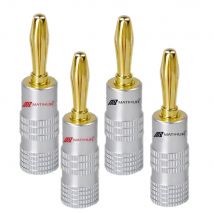 4 Stück Matihur Bananenstecker 24 Karat vergoldetes GD-Verstärker vergoldetes Kupfer OFC 4-mm-Stecker Audioverstärker Lautsprecherstecker-Terminal