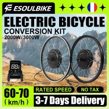 ESOULBIKE Kit de conversión de bicicleta eléctrica 52V 2000W 72V 3000W Kit de conversión de bicicleta eléctrica Motor de cubo de rueda trasera para neumático 1,75-3.0