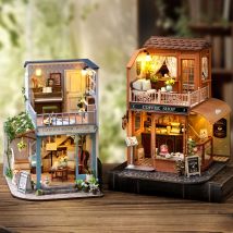Mini-Puppenhaus, Bücherregal, Puppenhaus-Set, Mini-3D-Puzzle, Montage, Gebäudemodell, DIY, handgefertigt, geeignet für Jugendliche und Erwachsene