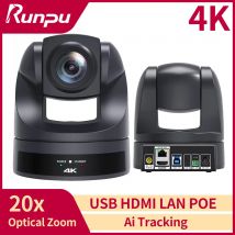 Telecamera per conferenze Runpu 4K/30fps PTZ con zoom video 20X, tracciamento AI, NDI, USB, HDMI, LAN, POE per l'istruzione, le riprese live e le riunioni aziendali