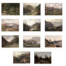 Rustic Mountain Gallery Wall Art Prints Vintage Forest Landscape Oil Painting Canvas Poster Nature Art Pictures Farmhouse Decor