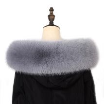 Winter Faux Fur Collar Furry Fluffy Fox Fur Scarf Neck Warmer Women Shawls And Wraps Scarves Detachable Hood Fur Trim Coat Parka