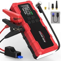 Avviatore di emergenza con compressore d'aria 150PSI, booster batteria per auto portatile 8000/9000A (tutti i gas/16 litri diesel)