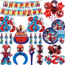 Spidey e i suoi fantastici amici Decorazioni per feste di compleanno SpiderMan Tema Forniture per eventi Tovaglia Stoviglie Palloncini Regalo per bambini