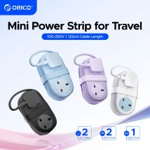 ORICO UK Plug Electrical Power Strip with  Multiple 2 AC Outlets 2 USB Port 1 Type C Port 1.2M Extension Cord Portable Travel