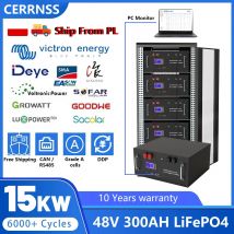 Pakiet akumulatorów LiFePO4 48V 300AH 200AH 100AH 51.2V 15KW Litowa Bateria Solarna Akumulator Wielokrotnego Ładowania 6000+ Cykli Do Domowego Magazynowania