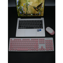 T7 Ergonomic Wireless Keyboard And Mouse Set Pink Gaming Laptop Accessories USB 2.4G Computer Keyboard with Laser Roller Mouse