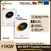 Hybrid-Solarwechselrichter 11KW MPPT 160A 500VDC PV-Eingang 220VAC 48VDC 6500W Reine Sinuswelle Hybrid Eingebautes WLAN BMS Dualer PV-Eingang