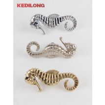 KEDLO solid brass luxury shiny gold seahorse handle European kitchen cabinet silver Pull drawer nickel knob