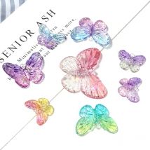 10–40 Stück Acryl-Schmetterlingsperlen, Dekoration, bunt, transparent, lose Distanzperlen für DIY-Herstellung, Armband, Halskette, Zubehör