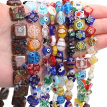 Gemischte Mille fiori Lampwork Perlen glasierte Glas blumen perlen für DIY Schmuck Herstellung Halskette Armband Ohrring Zubehör Handwerk