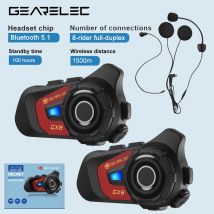 GEARELEC GX8 citofono Bluetooth per moto condivisione musicale 1500m 8 riders gruppo casco