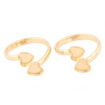10 Stück Edelstahl vergoldet passend für 6 mm Herz-Cabochon-Ring-Basiseinstellung Rohlinge verstellbare Diy-Einfassungen für die Schmuckherstellung