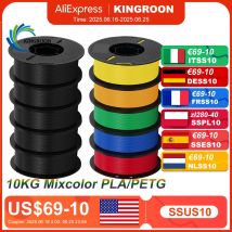 KINGROON 10KG PLA Filament PETG 3d Filament 1.75mm Do drukarki 3D Pakiet filamentów Mieszane kolory