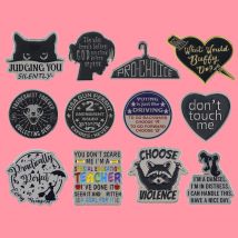 Funny Black Cats Quotation Pins Cool Brown Bear Quotes Badges Brooches for Clothing Enamel Pins Badges Jewelry Accessories Gifts