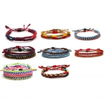 Tibetan Buddhist Luck Knot Rope Macrame Bracelet For Women Lover Girl Red Black Cord Handknot Adjustable Summer Jewelry Present