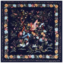 130cm * 130cm Luxus Vogel Rose Blumen druck Seiden schal für Frauen Stirnband hochwertige große quadratische Schals weibliche Twill Schals