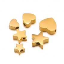 5 sztuk wysokiej jakości koralików ze stali nierdzewnej w kształcie serca w kolorze złotym do bransoletki, naszyjnika, łańcuszka DIY do tworzenia biżuterii