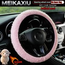 Warm Artificial Wool Steering Wheel Cover Hubless Design for Winter 14.5-15 Inch Car Decorative Comfortable Car Accessory