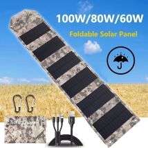 100 W/80 W/60 W faltbares Solarpanel 5 V USB tragbares Ladegerät für Handy im Freien wasserdichte Powerbank für Camping