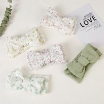 2 teile/los Baby Bogen Stirnband dehnbare Blumen Doppels ch ichten geknotete Kopf wickel Kinder Mädchen elastische Haar bänder Tulpe Blume Kopf bedeckung