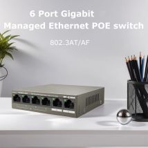 Full Gigabit Poe Managed Switch 6 10 Port Management 1000 MBit/s Poe Uplinks Netzwerk Poe Switch 802.3af/at für AP/IP-Kamera // CCTV
