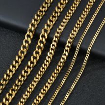 3.5-7MM Stainless Steel Cuban Chain Necklaces For Men Women Gold Color Curb Link Chain Punk Fashion Jewelry Accessories 45-70CM