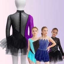 Kind Mädchen Tanz Trikot Sparkly Strass Jazz Hip Hop Dance Performance Kostüm Gymnastik Künstlerische Eiskunstlauf Tutu Kleid