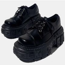 2025 Mens Leather Punk Big Head Low Top Muffin Tank Heightening Platform Locomotive Rock Loafers Shoes