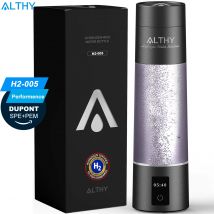 ALTHY Performance Bottiglia generatore d'acqua a idrogeno molecolare DuPont SPE&PEM Lonizzatore a doppia camera + Ricarica e visualizzazione dell'ora