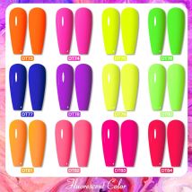 MEET ACROSS 7 ml Gel-Nagellack in fluoreszierender Farbe, Neon, Lila, Rosa, semi-permanentes UV-Soak-Off-UV-Gel, Vernis-Nagelkunst, matte Basis