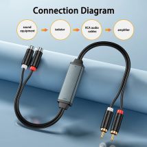 eppfun AV100C RCA Audio Isolator gemeinsamer Erdungsrauschfilter 3,5 mm Anti-Interferenz-Rauschunterdrückung Car Audio Home Stereo (Grau)