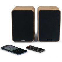 Thomson ws602duo altavoces 100w bluetooth 5.0 - entrada rca, optica - mando a distancia - color madera