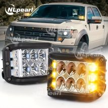 4-Zoll-LED-Pod-Licht, zweifarbig, 45 W, Strobe-Arbeitslicht, Seitenschütze für LKW, Off-Road, UTV, ATV, Traktor, bernsteinfarbener/weißer Scheinwerfer