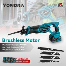 YOFIDRA 3000 giri/min senza spazzole sega alternativa palmare legno metallo taglio tubi sega elettrica sega a catena per 21 V 18 v batteria