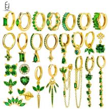 Orecchini in argento sterling 925 con zirconi verdi Orecchini in oro Orecchini a cerchio a cuore per le donne Orecchini delicati Regali di gioielli di lusso