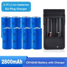 4-8PCS 3,7 V 2800mAh Li-Ion 16340 Batterie CR123 CR123A Wiederaufladbare Batterien für Laser Stift LED Taschenlampe kamera + Ladegerät